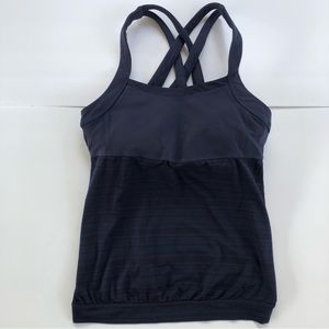 Athleta Tank Criss Cross Yoga Pilates Exercise With Built in Bra Size L